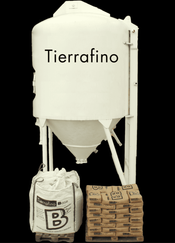 Silo, big bag and bags of Tierrafino BASE clay plaster